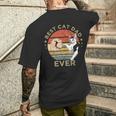 Best Cat Dad Ever Retrointage Katze Katzen Papa Geschenk T-Shirt mit Rückendruck Geschenke für Ihn