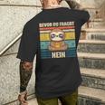 Bevor Du Fragst Nein Faultier Ich Hasse Menschen German Black T-Shirt mit Rückendruck Geschenke für Ihn