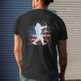 Bigfoot Bow Hunting Archery American Flag Sasquatch Mens Back Print T-shirt Gifts for Him