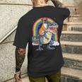 Boxer Riding DinosaurRex Dog Lover Boys Kids Rainbow Men's T-shirt Back Print Gifts for Him
