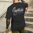 Captain Papa Pontoon Boat Owner Captain Sailors Boating Mens Back Print T-shirt Gifts for Him