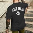 Cat Dad Vintage Distressed Cat Paw Men's T-shirt Back Print Gifts for Him