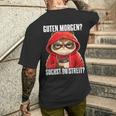 Cat Saying I Guten Morgen Suchst Du Streit T-Shirt mit Rückendruck Geschenke für Ihn