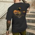 Cleveland Ohio Total Solar Eclipse 2024 Guitar Men's T-shirt Back Print Gifts for Him