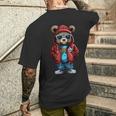 Cool Hip-Hop Bear Streetwear Graphic Men's T-shirt Back Print Gifts for Him