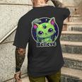 Cute Alien Cat Belive In Ufo Kawaii Men's T-shirt Back Print Gifts for Him