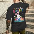Cute Bunny Eggs Easter Camping Happy Easter Day 2024 Men's T-shirt Back Print Gifts for Him