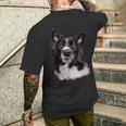 Cute Face Border Collie Dog T-Shirt mit Rückendruck Geschenke für Ihn