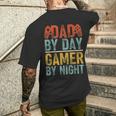 Dad By Day Gamer By Night Video Games Father's Day Retro Men's T-shirt Back Print Gifts for Him
