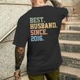 Damen Bester Ehemann Seit 2016Erheirateter Mann Papa Jahrestag Mit-Ausschnitt T-Shirt mit Rückendruck Geschenke für Ihn