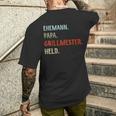 Damen Lustige Idee Zumatertag Ehemann Papa Grillmester Held Mit-Ausschnitt T-Shirt mit Rückendruck Geschenke für Ihn