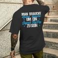 Damen Man Braucht Keine Haare Um Ein Super Papa Zu Sein Mit-Ausschnitt T-Shirt mit Rückendruck Geschenke für Ihn