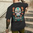 Dia De Los Muertos Mexico Sugar Skull Black S T-Shirt mit Rückendruck Geschenke für Ihn