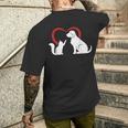 Dog Puppy And Baby Cat Heart Animal Dog & Cat Men's T-shirt Back Print Gifts for Him