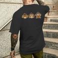 Drei Wise Monkeys Black S T-Shirt mit Rückendruck Geschenke für Ihn