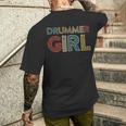 Drummer Girl Retro Vintage Drumming Musician Percussionist Men's T-shirt Back Print Gifts for Him