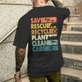 Earth Day Save Rescue Animals Recycle Plastics Planet Men's T-shirt Back Print Gifts for Him