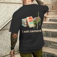 I Eat Cement Cursed Cat Meme Ironic Unhinged Men's T-shirt Back Print Gifts for Him
