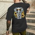 Elephant With Sunglasses And Sunflowers Men's T-shirt Back Print Gifts for Him