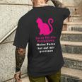 Entschuldigung, Meine Katze Hat auf Mir Gesessen Schwarzes Kurzärmliges Herren-T-Kurzärmliges Herren-T-Shirt, Lustiges Haustier Motiv Geschenke für Ihn