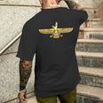 Faravahar Zarathustra Symbol Zeichen Iran Flügel Falke T-Shirt mit Rückendruck Geschenke für Ihn