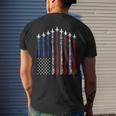 Fighter Jet Airplane Usa Flag 4Th Of July Patriotic Men's T-shirt Back Print Gifts for Him