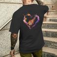 Fire Guitar In Heart Men's T-shirt Back Print Gifts for Him