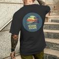 Flucht Am Meer Mit Palmen Und Sonnenuntergang Für Sommerfans T-Shirt mit Rückendruck Geschenke für Ihn