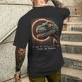 Fun Dinosaur T-Rex Totality April 8 2024 Total Solar Eclipse Men's T-shirt Back Print Gifts for Him