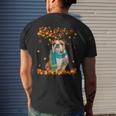 Fun English Bulldog Thanksgiving Autumn Dog Lover Mens Back Print T-shirt Gifts for Him