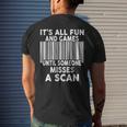 Barcode Scanner Postal Warehouse Worker Mens Back Print T-shirt Gifts for Him