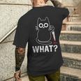 What Cat With Knife Graphic Men's T-shirt Back Print Gifts for Him