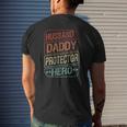 Dad Husband Daddy Protector Hero Fathers Day Mens Mens Back Print T-shirt Gifts for Him
