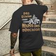 Der Eckige Muss Ins Dirckige Quad German Language T-Shirt mit Rückendruck Geschenke für Ihn