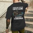 Doberman Mom Coffee And Dog Doberman Men's T-shirt Back Print Gifts for Him