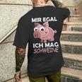 Mir Egal Ich Mag Schweine Pig Animals Pig T-Shirt mit Rückendruck Geschenke für Ihn