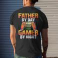 Gamer Dad Sayings Gaming Father By Day Gamer By Night Mens Back Print T-shirt Gifts for Him
