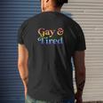Gay And Tired LGBTQIA Retro Aesthetic Lesbian Pride Flag Mens Back Print T-shirt Gifts for Him