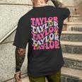 Girl Retro Taylor First Name Personalized Birthday Groovy Men's T-shirt Back Print Gifts for Him