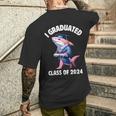 I Graduated Graduate Class Of 2024 Shark Graduation Men's T-shirt Back Print Gifts for Him