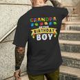 Grandpa Of The Birthday Boy Building Blocks Master Builder Men's T-shirt Back Print Gifts for Him