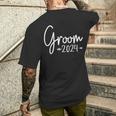 Groom Est 2024 Married Wedding Engagement Getting Ready Men's T-shirt Back Print Gifts for Him