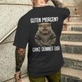 Guten Morgen Ganz Dünnes Eis- Morgenmuffel Cat Black T-Shirt mit Rückendruck Geschenke für Ihn