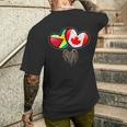 Guyanese Canadian Flags Inside Hearts With Roots Men's T-shirt Back Print Funny Gifts