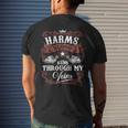 Harms Blood Runs Through My Veins Vintage Family Name Men's T-shirt Back Print Gifts for Him
