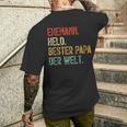 Held Bester Papa Mann Der Welt Held Bester Ehemann T-Shirt mit Rückendruck Geschenke für Ihn