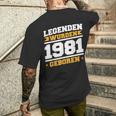 Herren Legenden 1981 Geboren 40 Geburtstag Jahre Spruch Papaater T-Shirt mit Rückendruck Geschenke für Ihn