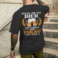 Herren Philipp Lustiger Bier Spruch Name Geburtstag T-Shirt mit Rückendruck Geschenke für Ihn