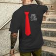 Home Office Outfit Red Tie Telecommute Working From Home Men's T-shirt Back Print Funny Gifts