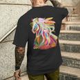 Horse Head Watercolor Equestrian Men's T-shirt Back Print Gifts for Him